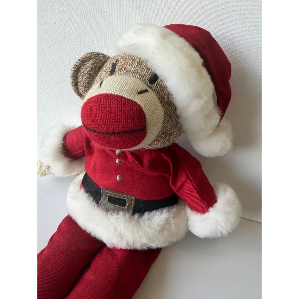 Christmas Santa Claus Sock Monkey Stuffed Animal